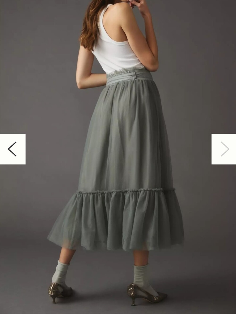 Anthropologie Pilcro Tulle Skirt ruffled hem waist tie  Size Small - Picture 4 of 16